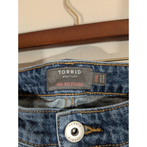 Torrid Women High Rise Straight Distressed Ankle Button Fly Jeans Plus 20 Curvy - Picture 7 of 11